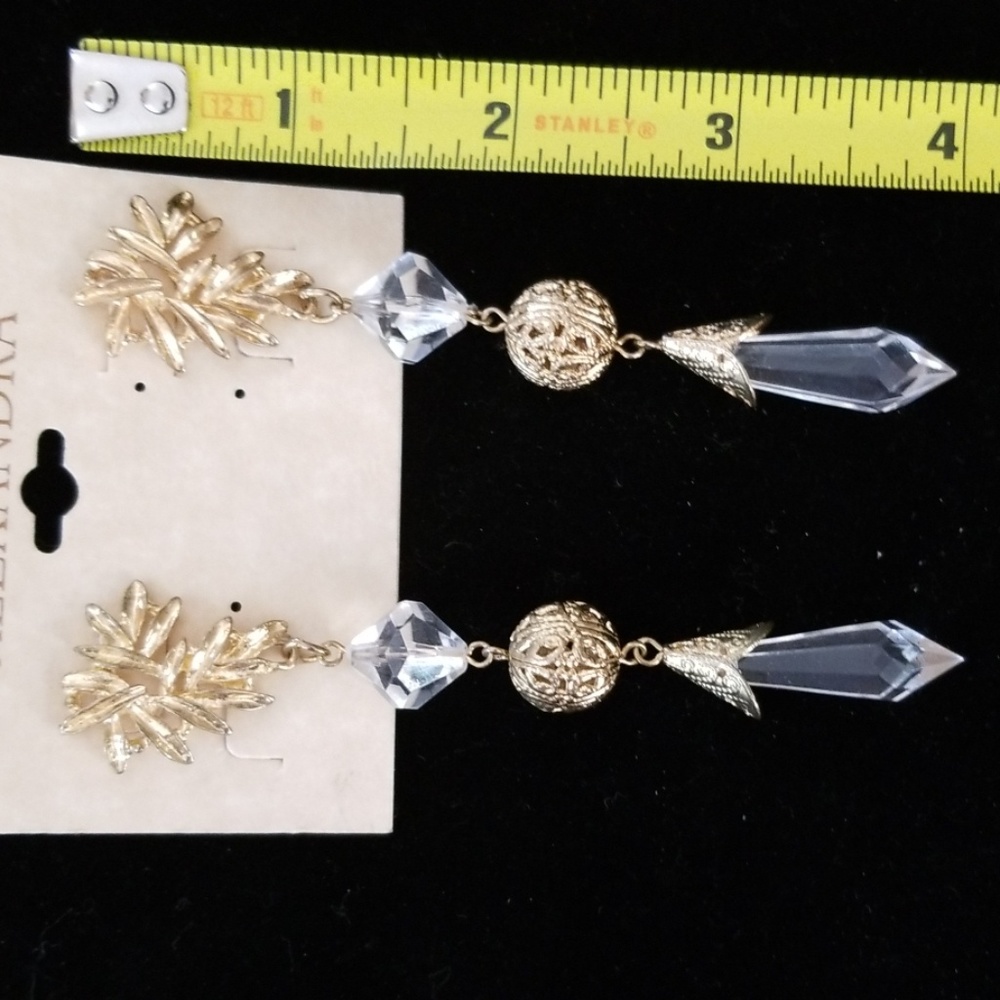 Alexandra Drippy Chandelier Gold Tone Beaded Earrings NWT - Picture 10 of 12